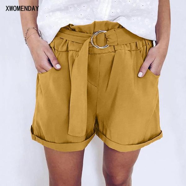 

shorts women plus size summer casual loose ladies metal buckle lace up shorts with pockets black mini short womans clothing1, White;black