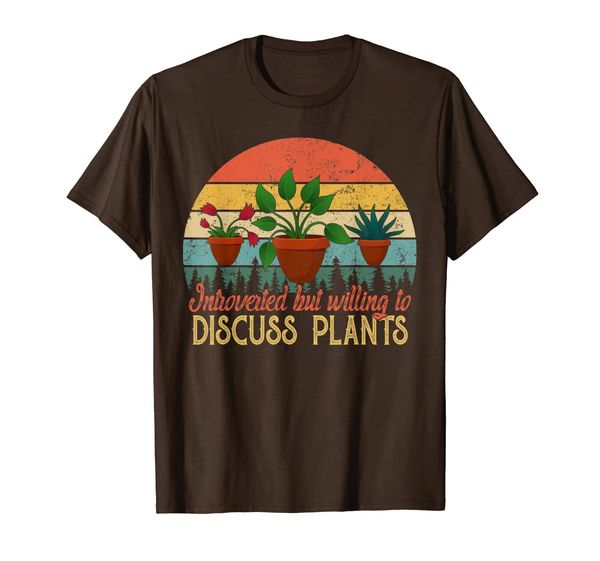 

introverted but willing to discuss plants t-shirt, White;black