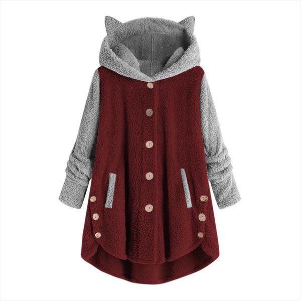 

women hoodies sweatshirts winter warm hooded loose soft cute patchwork coat harajuku ladies basic kawaii pullover tracksuit, Black