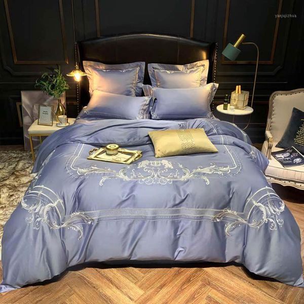 

papa&mima phoenix flowers european egyptian cotton bedding set embroidery  king size duvet cover fitted sheet pillow shams1
