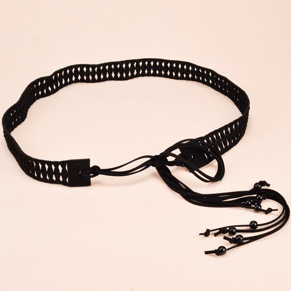 

2021 new knitted belt cummerbunds fashion hollow belts for women bowknot long wasit chain female belt strap, Black;brown