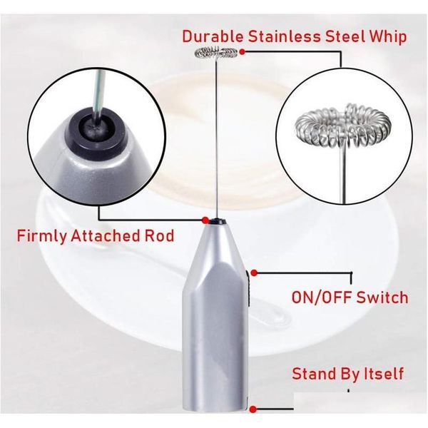 

electric handheld stainless steel coffee milk frother foamer drink electric whisk mixer battery operated kitchen jlljsu dh_garden