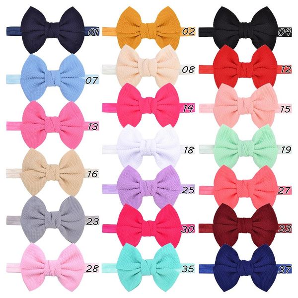 

20pcs/lot 4.3" fashion seersucker waffle hair bows with headbands for women girls kids headwear headband kids hair accessories q wmtbff
