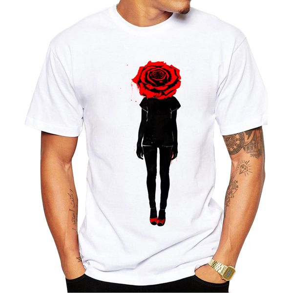

2018 fashion red rose printed men t shirt short sleeve casual t-shirt hipster tees punk style cool sport hooded sweatshirt hoodie