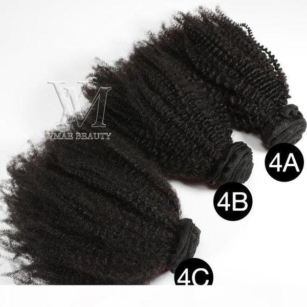 

brazilian 11a virgin 3pcs lot afro kinky curly 4a 4b 4c bundles weft deal 300g lot 100% tangle real human hair extensions, Black