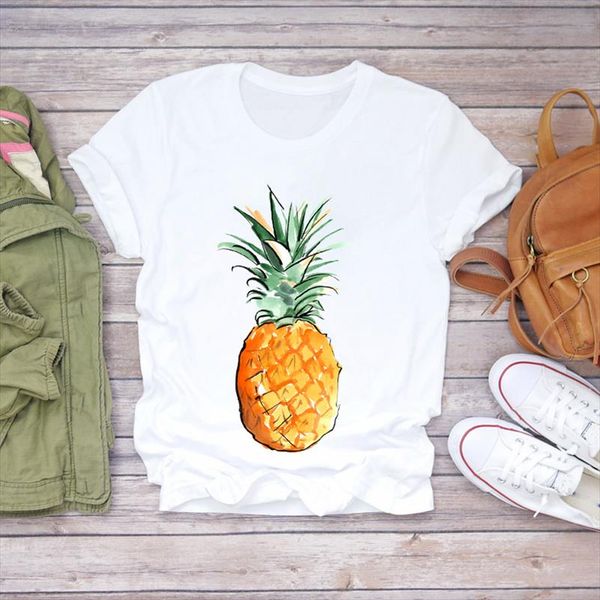 

women t shirts pineapple watercolor 90s girl aesthetic clothes ladies print lady womens graphic t shirt female tee shirt, White