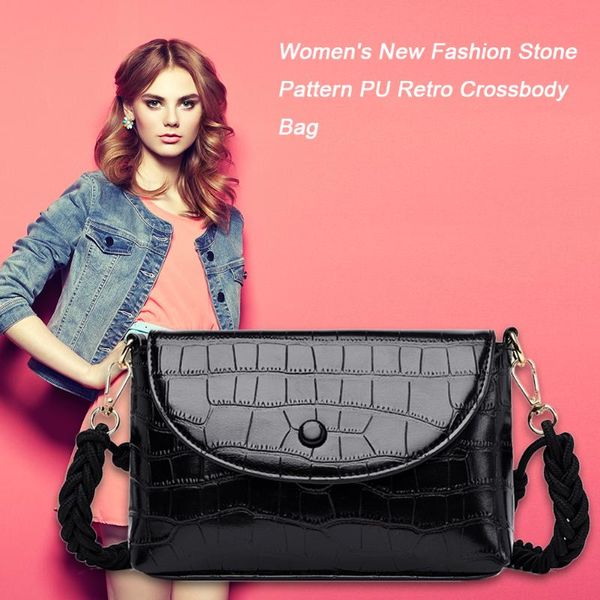 

korean women shoulder bag women pu leather retro stone crossbody bags multicolored small crossbody saddle handbags