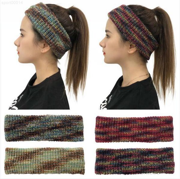 

tie dye headwear women knitted crochet twist headband turban winter ear warmer headwrap elastic hair band party favor owb2957