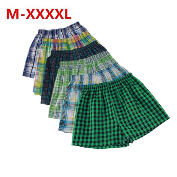 

xxxxl mens underwear boxers loose shorts classic plaid men boxer shorts mix colors trunks cotton cuecas underwear lj201110, Black;white