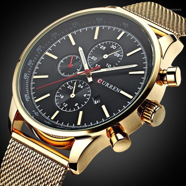 

curren 8227 mens watches gold mesh steel quartz men watch casual sport wristwatch male clock relogio masculino1, Silver