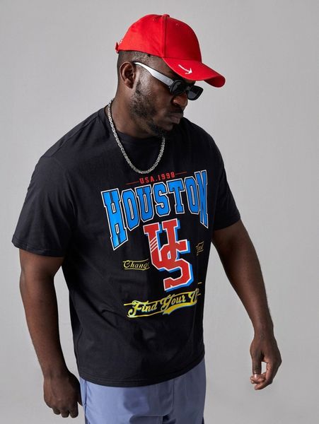 

extended sizes men slogan graphic tee t7te#, White;black