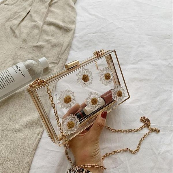 

acrylic clear purse cute flower transparent crossbody bag women handbags small evening party clutch bag 2020 new summer