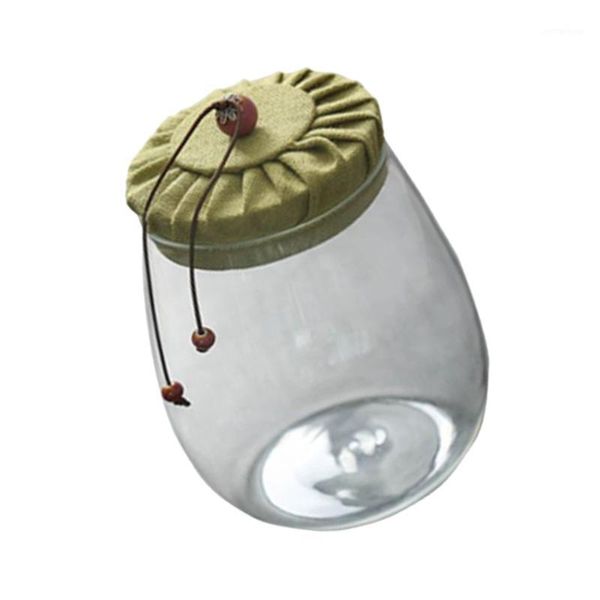 

storage bottles & jars 1pc grain container cloth cover glass for shop1