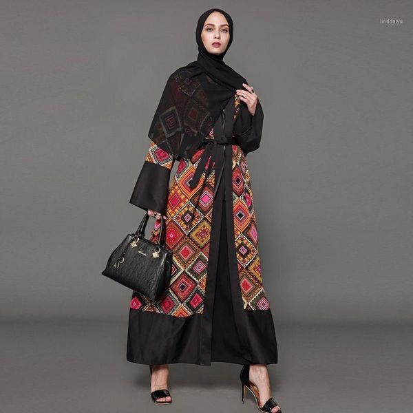 

long abaya dress casual muslim dress women ethnic robes abaya islamic muslim middle east maxi open elegant kaftan t4161, Red