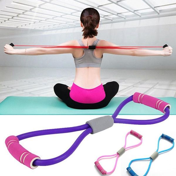 

yoga resistance exercise bands gym fitness equipment pull rope 8 word chest expander elastic muscle training tubing tension