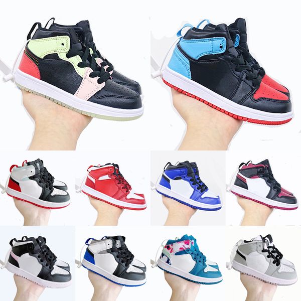 

kids j1s mid basketball shoes infants i jumpman 1 girls black sports sneakers bred green white digital pink aurora outdoor trainers 22-37