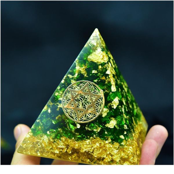 

orgonite pyramid natural green crystal anahata chakra chamuel cure anxiety resin pyramid jewelry decoratio jllqro, Black