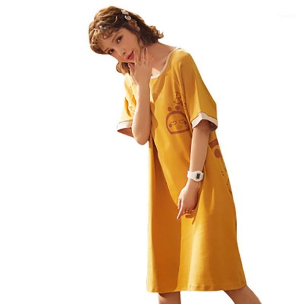 

2020 summer night dress nightie nightgown sleepwear women fashion bee printed nightwear bathrobe female nightdress, Black;red