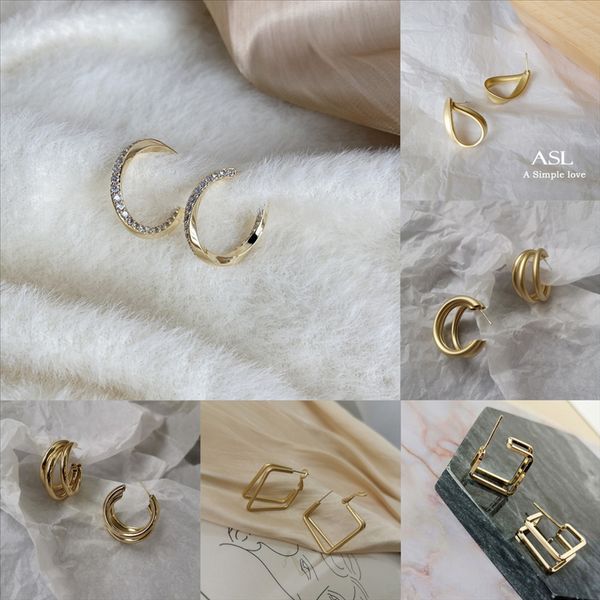 

zbgp fashion- charm new earrings for women men brand stud fashion exquisite gift turquoise stud earring white and rainbow cubic zirconia, Golden