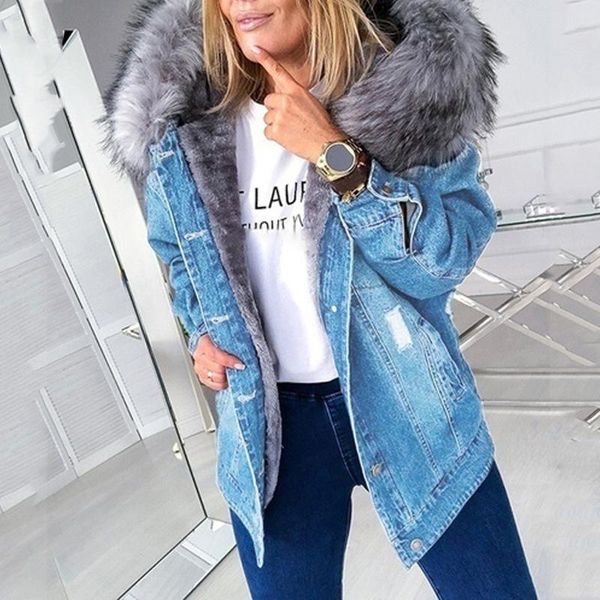 

warm winter jacket women hooded coat female jeans denim jackets basic ladies female bomber jacket #t3g, Black;brown