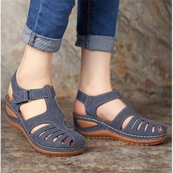 

summer women sandals ladies comfortable round toe ankle hollow sandals 2020 female soft sole shoes drop shipping plus size 40, Black;white