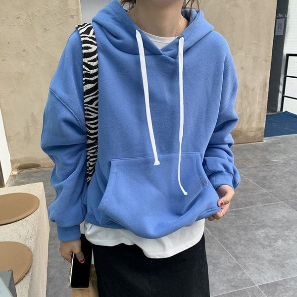 

candy color hoodies sweatshirt women harajuku long sleeve pullover hooded solid casual ladies winter clothing y1745a1, Black