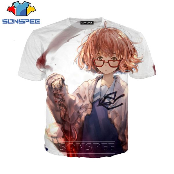 

kyoukai no kanata anime girl 3d print shirts plus size horror funny men clothing