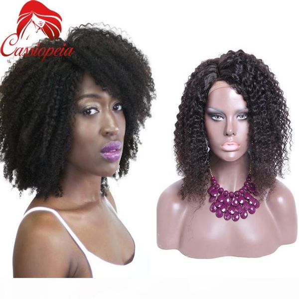 

короткие afro kinky завитые парики шнурка brazilain волос девственницы, передний парик человеческих волос afro kinky шнурка, glueless кудряв, Black;brown