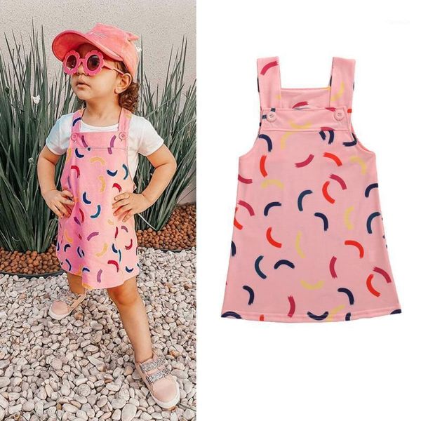 

girl's dresses sweet aesthetic step kid girl summer casual dress bib button print pink princess outdoor outfit1, Red;yellow