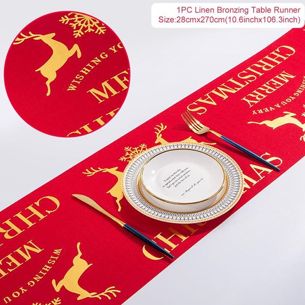 

bronzing linen christmas table runner merry christmas decoration for home christmas table ornaments navidad 2020 new year 2021 bbyigl