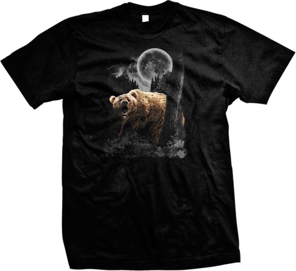

grizzly bear moon spirit animal wild outdoors nature cool casual pride men fashion sport hooded sweatshirt hoodie t shirt