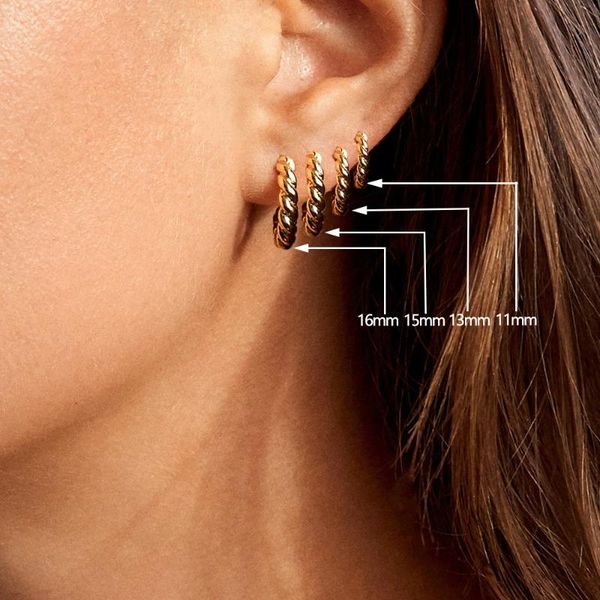 

hoop & huggie minimalist small round circle earrings for women trendy tiny twisted statement gold color jewelry, Golden;silver