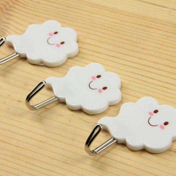 

new 3pcs self-adhesive clouds hanger wall hanging door key hooks bathroom sticks clothes towel holder racks kitchen accessories1