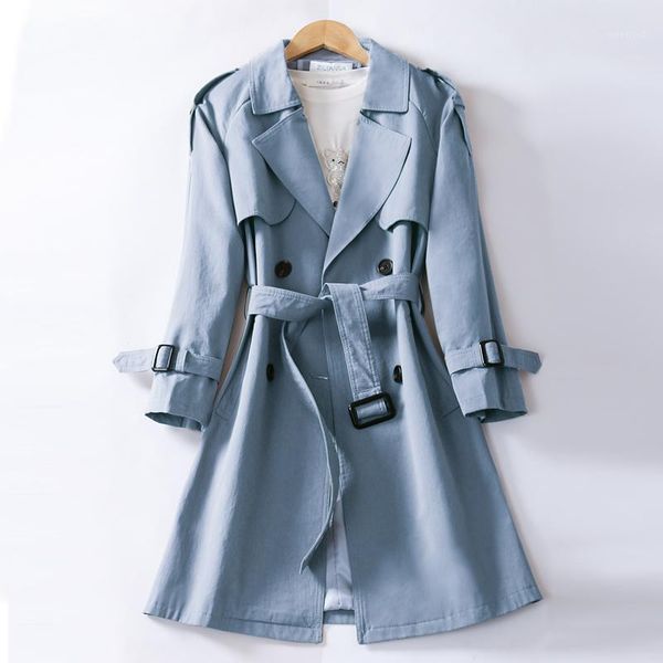 

large size elegant women trench coat long double breasted overcoat solid green loose casual korean vintage women jacket mm60wfy1, Tan;black