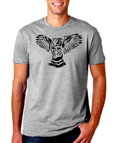 

print owl open wings gray & black mens bird animal nature retro fashion brand new sport hooded sweatshirt hoodie men t shirt