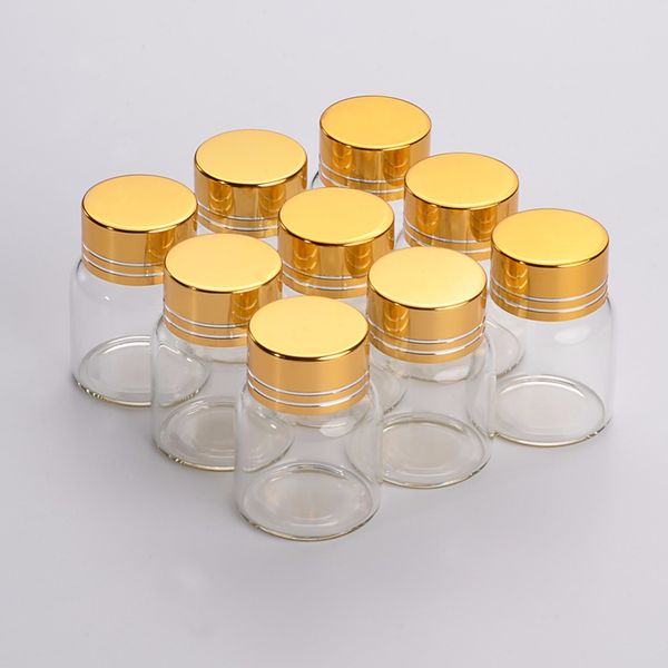 Esvaziar garrafas de vidro com Screw Cap metal Pill ornamento Pó 8ml 15ml 20ml 25ml Líquido Food Saffron 12pcs Jar contentores