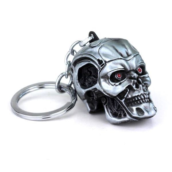 

movie terminator 3d skull keychain skeleton head metal keyring men car women bag jewelry accessories, Silver
