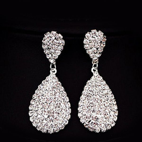 

свадебные свадебные свадьбы серьги с свадьбой серьги роскошный алмаз полный алмаз кристалл кристалл серьги, Silver