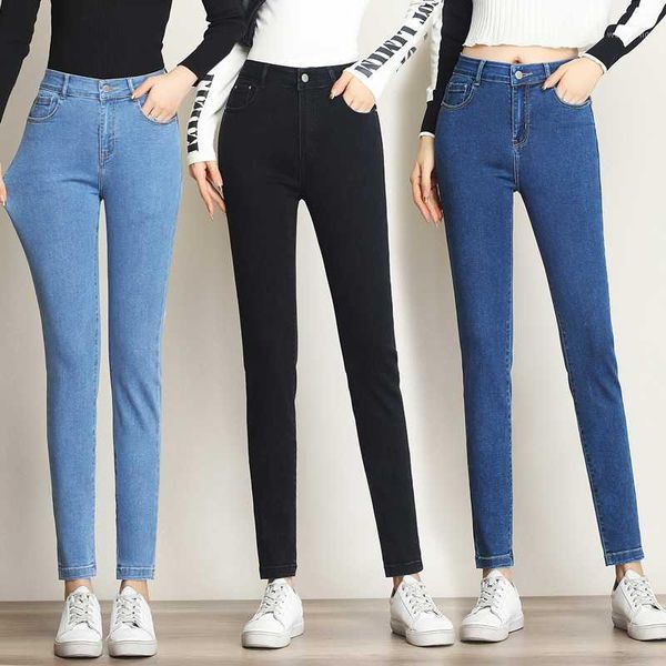 

jeans female denim pants black color womens jeans high waist stretch bottoms skinny pants for women trousers slim-fit trousers1, Blue