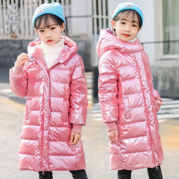 

new winter children's long medium down jacket for boys, boys and girls, bright face over the knee korean version of, Blue;gray