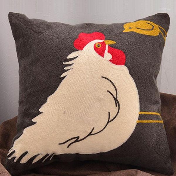 

cushion/decorative pillow 1pc embroidery rooster coconut tree cushion cover throw pillowcases back without filler sofa bed use 45x45cm 17.7&