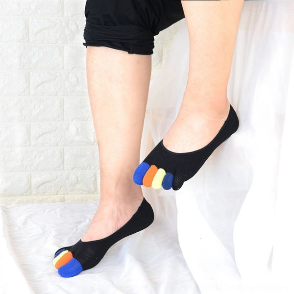 

mjciv men's invisible five finger socks cloth breathable beans casual sole casual shoes color mesh shallow mesh clothtoe socks cotton v, Black
