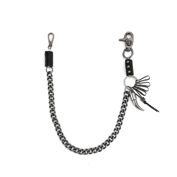 

biker wallet chains wolf tooth charm bicycle belt keychain hip-hop street punk alloy plating jeans pant black chains dr88 201021, Slivery;golden