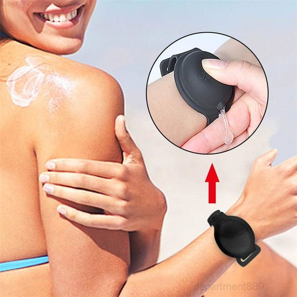 

a-silicone refillable wristband hand sanitizer bracelet wearable sanitizering dispenser travel gel holder new owd1873