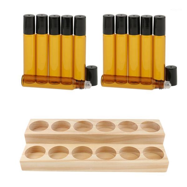 

packing bottles wooden essential oils display organizer stand with 12x refillable glass for salon retail stores1