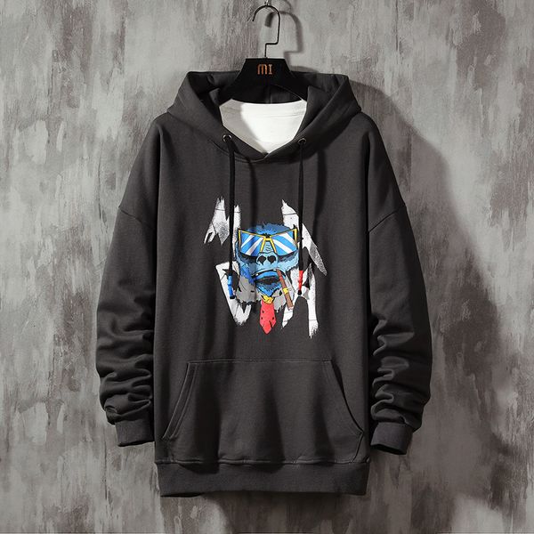 

2021 new anime men sweatshirt print long sleeves hoodies funny face pullovers casual tracksuits plus size og8n, Black