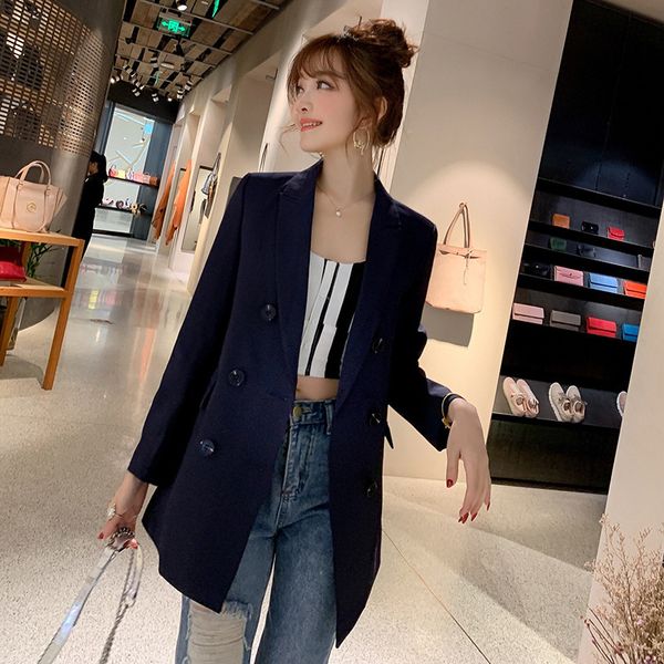 

black women blazer 2020 formal blazers lady office work suit pockets jackets coat slim black women blazer femme jackets c1008, White;black