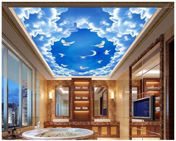 

3d p wallpaper custom 3d ceiling murals wallpaper sky cloud ceiling zenith fresco living room1