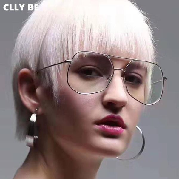 

fashion sunglasses frames vintage square spectacle reading eyeglasses frame for women men optical metal glasses plain clear lens glass male, Black