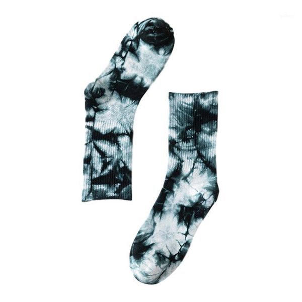 

women men students street style tube socks for winter sports tie dye cool fashion colorful warm hiphop gym non slip1, Black